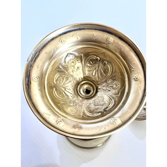Antique Ciborium Sterling & Gold Vermeil Catholic Church Ornate Embossed Chalice - Picture 6 of 9